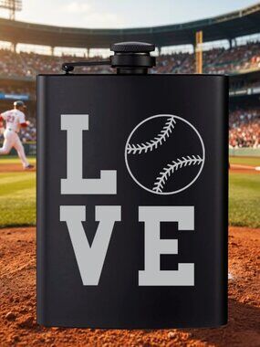 Personalized Love My Baseball Black Flask | Baseball | Sport | Flask | Gift